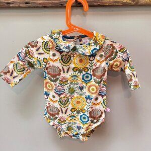 Ruffle Butts Baby Floral Long Sleeve Body‎ Suit- Size 12-18